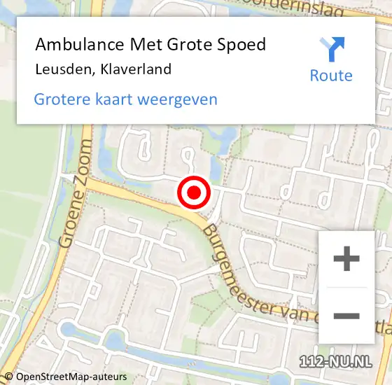 Locatie op kaart van de 112 melding: Ambulance Met Grote Spoed Naar Leusden, Klaverland op 19 februari 2018 08:25