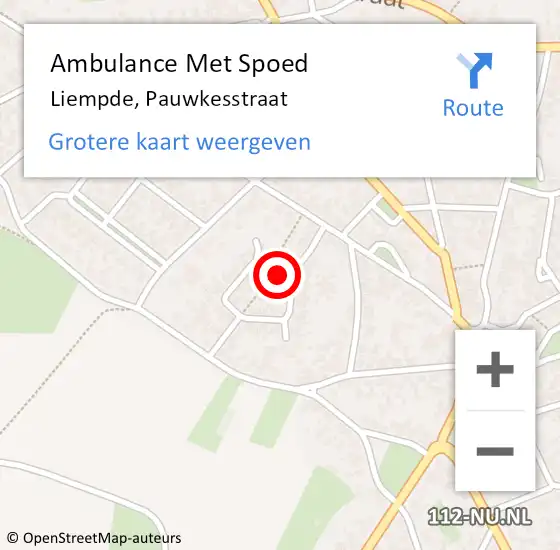 Locatie op kaart van de 112 melding: Ambulance Met Spoed Naar Liempde, Pauwkesstraat op 19 februari 2018 08:38