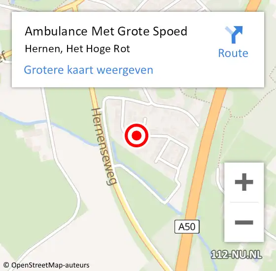 Locatie op kaart van de 112 melding: Ambulance Met Grote Spoed Naar Hernen, Het Hoge Rot op 19 februari 2018 08:39