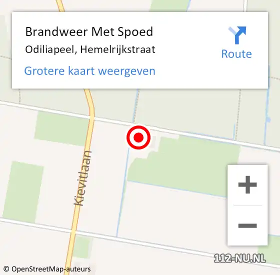 Locatie op kaart van de 112 melding: Brandweer Met Spoed Naar Odiliapeel, Hemelrijkstraat op 19 februari 2018 08:39