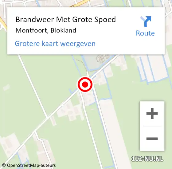 Locatie op kaart van de 112 melding: Brandweer Met Grote Spoed Naar Montfoort, Blokland op 19 februari 2018 08:55