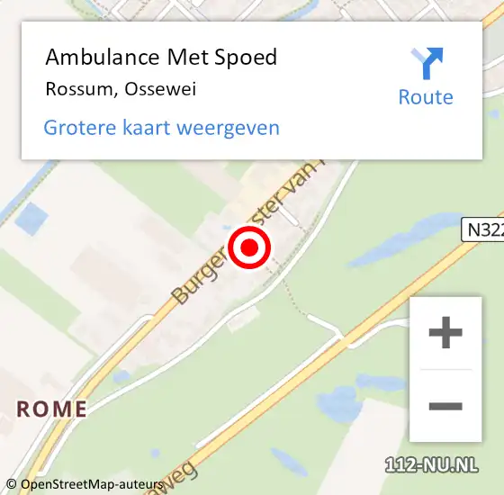 Locatie op kaart van de 112 melding: Ambulance Met Spoed Naar Rossum, Ossewei op 19 februari 2018 10:12