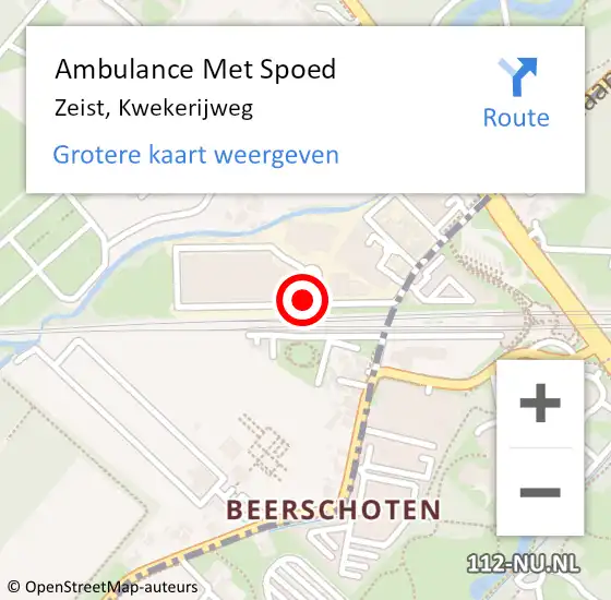 Locatie op kaart van de 112 melding: Ambulance Met Spoed Naar Zeist, Kwekerijweg op 19 februari 2018 10:19