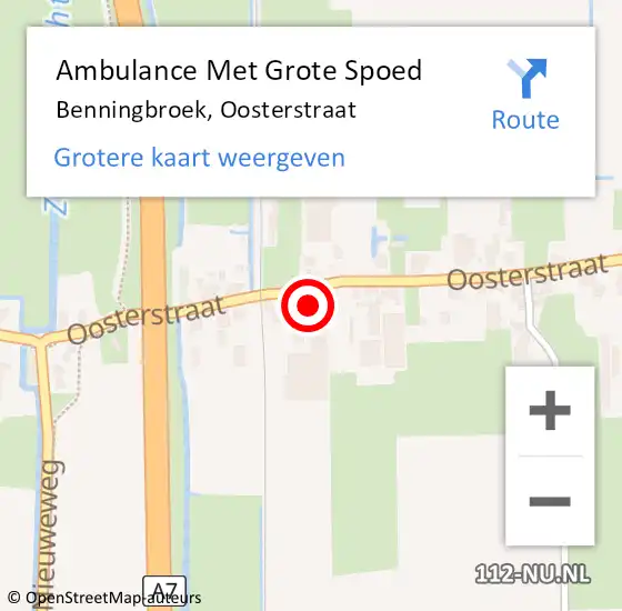 Locatie op kaart van de 112 melding: Ambulance Met Grote Spoed Naar Benningbroek, Oosterstraat op 19 februari 2018 10:33