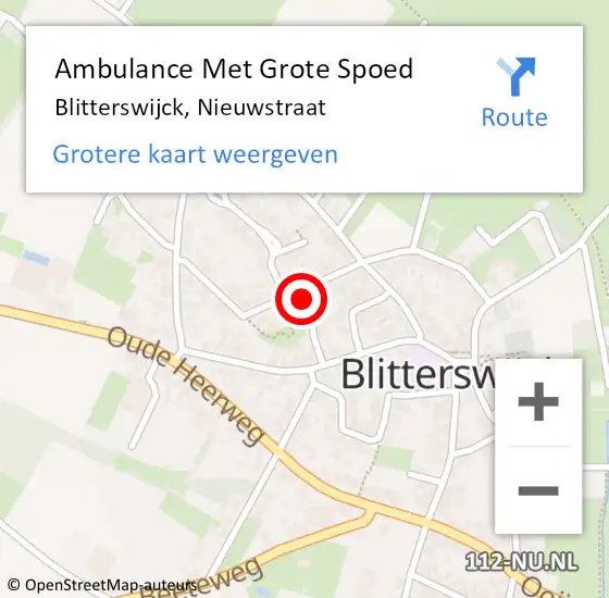 Locatie op kaart van de 112 melding: Ambulance Met Grote Spoed Naar Blitterswijck, Nieuwstraat op 19 februari 2018 11:05