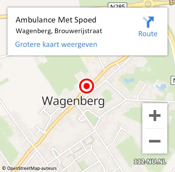 Locatie op kaart van de 112 melding: Ambulance Met Spoed Naar Wagenberg, Brouwerijstraat op 19 februari 2018 11:09