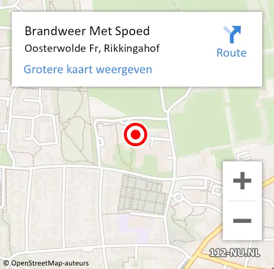 Locatie op kaart van de 112 melding: Brandweer Met Spoed Naar Oosterwolde Fr, Rikkingahof op 19 februari 2018 11:49