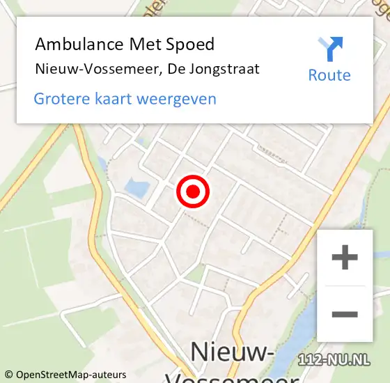 Locatie op kaart van de 112 melding: Ambulance Met Spoed Naar Nieuw-Vossemeer, De Jongstraat op 19 februari 2018 12:24