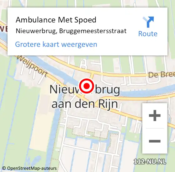 Locatie op kaart van de 112 melding: Ambulance Met Spoed Naar Nieuwerbrug, Bruggemeestersstraat op 19 februari 2018 12:41