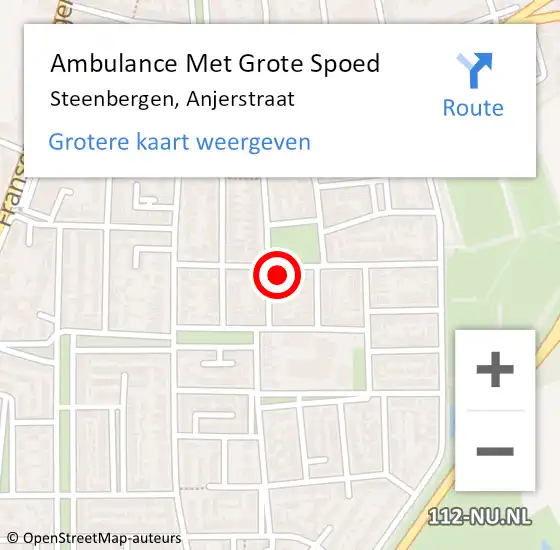 Locatie op kaart van de 112 melding: Ambulance Met Grote Spoed Naar Steenbergen, Anjerstraat op 19 februari 2018 12:51