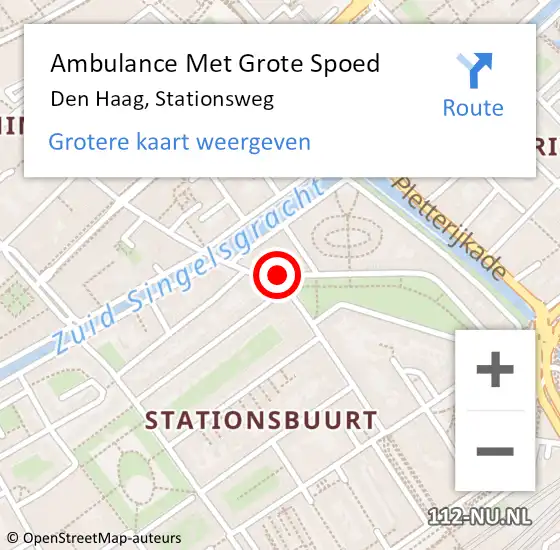 Locatie op kaart van de 112 melding: Ambulance Met Grote Spoed Naar Den Haag, Stationsweg op 19 februari 2018 12:59