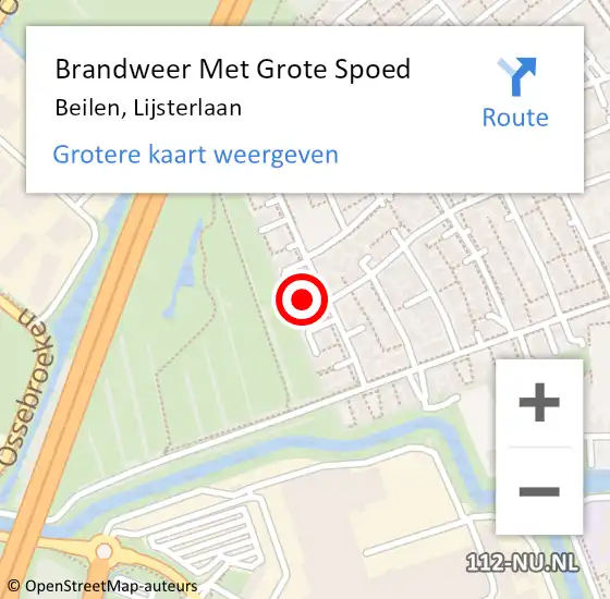 Locatie op kaart van de 112 melding: Brandweer Met Grote Spoed Naar Beilen, Lijsterlaan op 19 februari 2018 13:04