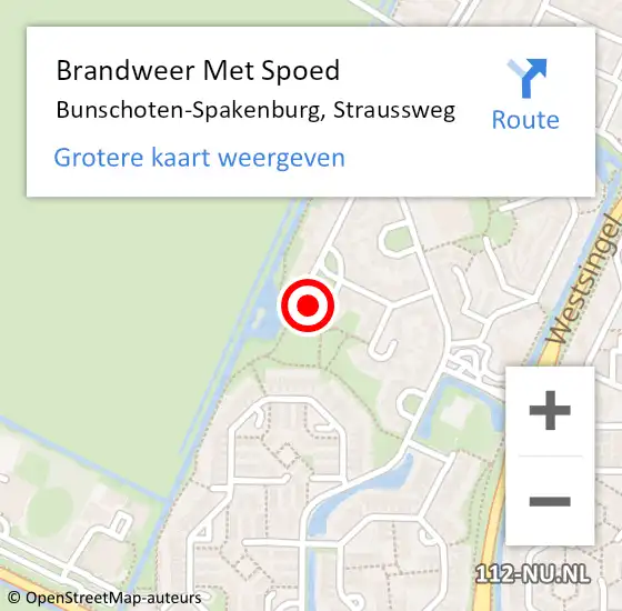 Locatie op kaart van de 112 melding: Brandweer Met Spoed Naar Bunschoten-Spakenburg, Straussweg op 19 februari 2018 13:09