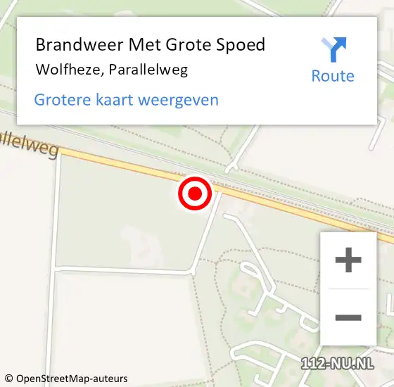 Locatie op kaart van de 112 melding: Brandweer Met Grote Spoed Naar Wolfheze, Parallelweg op 19 februari 2018 13:30