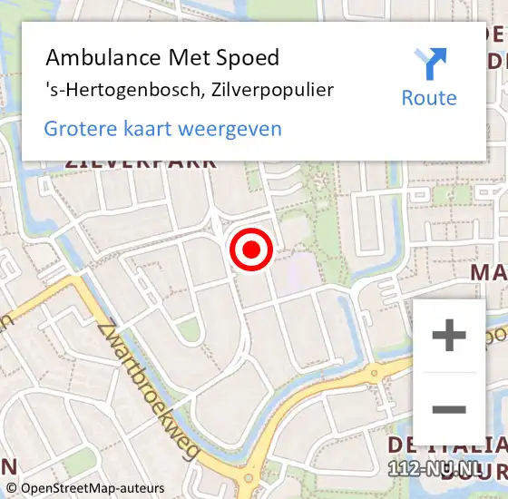 Locatie op kaart van de 112 melding: Ambulance Met Spoed Naar 's-Hertogenbosch, Zilverpopulier op 19 februari 2018 13:36