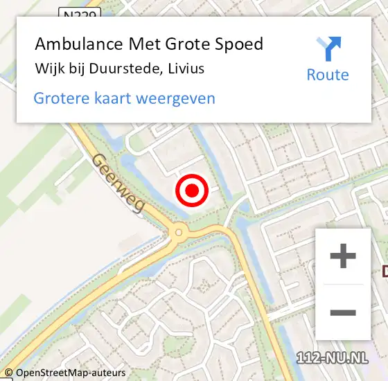 Locatie op kaart van de 112 melding: Ambulance Met Grote Spoed Naar Wijk bij Duurstede, Livius op 16 februari 2014 19:15