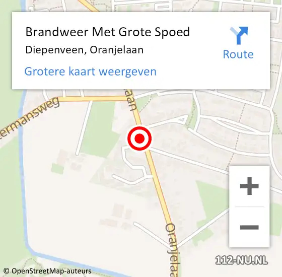 Locatie op kaart van de 112 melding: Brandweer Met Grote Spoed Naar Diepenveen, Oranjelaan op 19 februari 2018 14:23