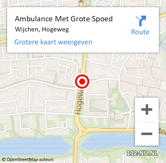 Locatie op kaart van de 112 melding: Ambulance Met Grote Spoed Naar Wijchen, Hogeweg op 19 februari 2018 14:28