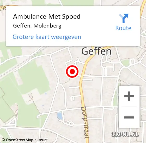 Locatie op kaart van de 112 melding: Ambulance Met Spoed Naar Geffen, Molenberg op 19 februari 2018 14:36