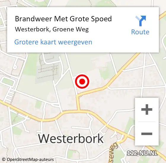 Locatie op kaart van de 112 melding: Brandweer Met Grote Spoed Naar Westerbork, Groene Weg op 19 februari 2018 14:42