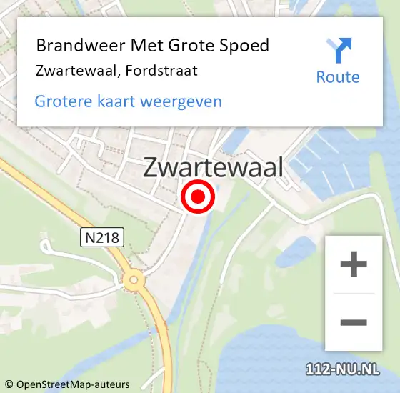 Locatie op kaart van de 112 melding: Brandweer Met Grote Spoed Naar Zwartewaal, Fordstraat op 19 februari 2018 14:43