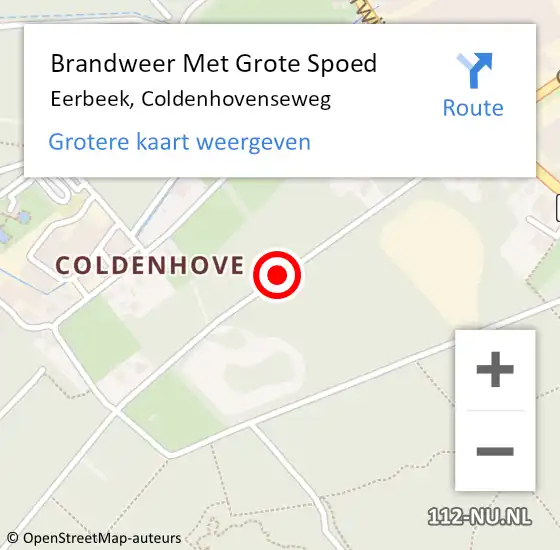 Locatie op kaart van de 112 melding: Brandweer Met Grote Spoed Naar Eerbeek, Coldenhovenseweg op 19 februari 2018 15:06