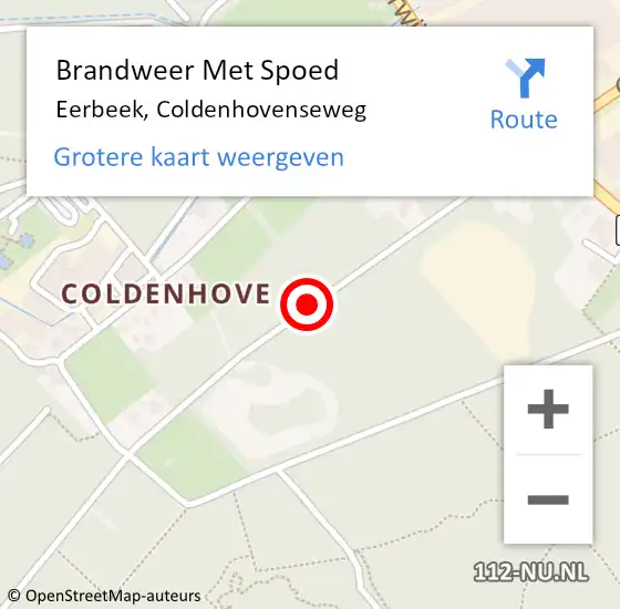 Locatie op kaart van de 112 melding: Brandweer Met Spoed Naar Eerbeek, Coldenhovenseweg op 19 februari 2018 15:16