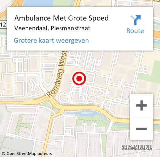 Locatie op kaart van de 112 melding: Ambulance Met Grote Spoed Naar Veenendaal, Plesmanstraat op 19 februari 2018 15:26