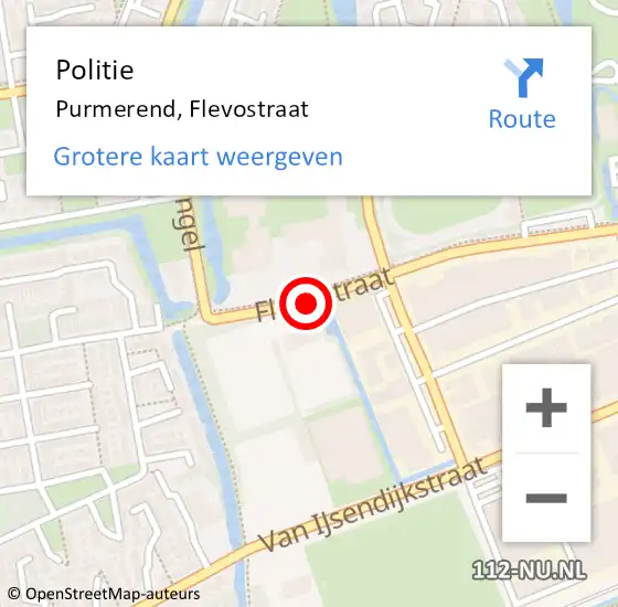 Locatie op kaart van de 112 melding: Politie Purmerend, Flevostraat op 19 februari 2018 15:42