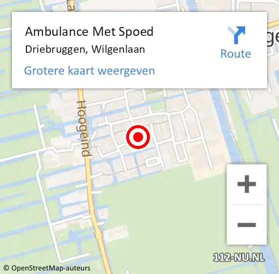 Locatie op kaart van de 112 melding: Ambulance Met Spoed Naar Driebruggen, Wilgenlaan op 19 februari 2018 15:49