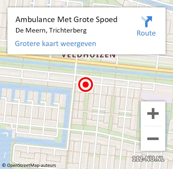 Locatie op kaart van de 112 melding: Ambulance Met Grote Spoed Naar De Meern, Trichterberg op 19 februari 2018 15:56