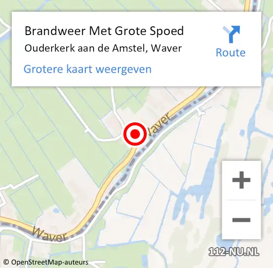 Locatie op kaart van de 112 melding: Brandweer Met Grote Spoed Naar Ouderkerk aan de Amstel, Waver op 19 februari 2018 16:26