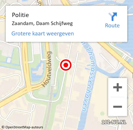 Locatie op kaart van de 112 melding: Politie Zaandam, Daam Schijfweg op 19 februari 2018 16:33