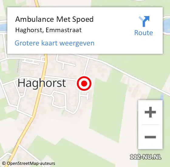 Locatie op kaart van de 112 melding: Ambulance Met Spoed Naar Haghorst, Emmastraat op 19 februari 2018 16:41