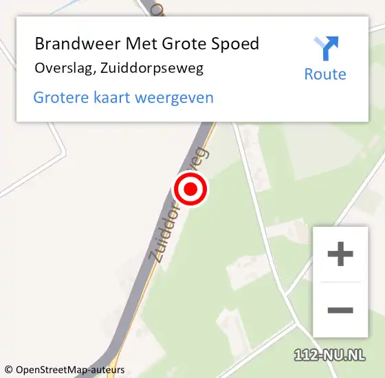 Locatie op kaart van de 112 melding: Brandweer Met Grote Spoed Naar Overslag, Zuiddorpseweg op 19 februari 2018 16:45