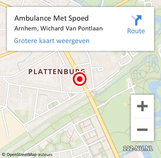 Locatie op kaart van de 112 melding: Ambulance Met Spoed Naar Arnhem, Wichard van Pontlaan op 19 februari 2018 16:50