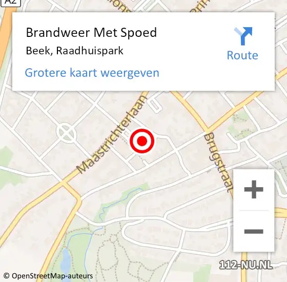 Locatie op kaart van de 112 melding: Brandweer Met Spoed Naar Beek, Raadhuispark op 19 februari 2018 17:04