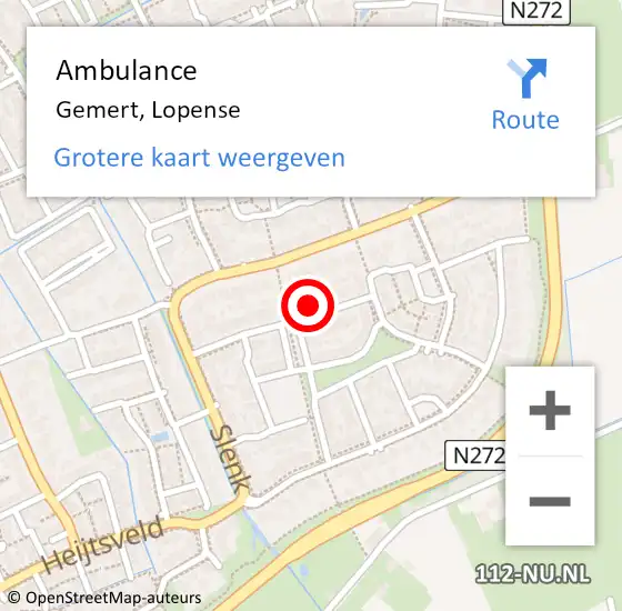 Locatie op kaart van de 112 melding: Ambulance Gemert, Lopense op 19 februari 2018 17:33