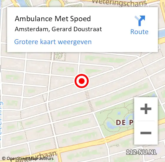 Locatie op kaart van de 112 melding: Ambulance Met Spoed Naar Amsterdam, Gerard Doustraat op 19 februari 2018 18:28