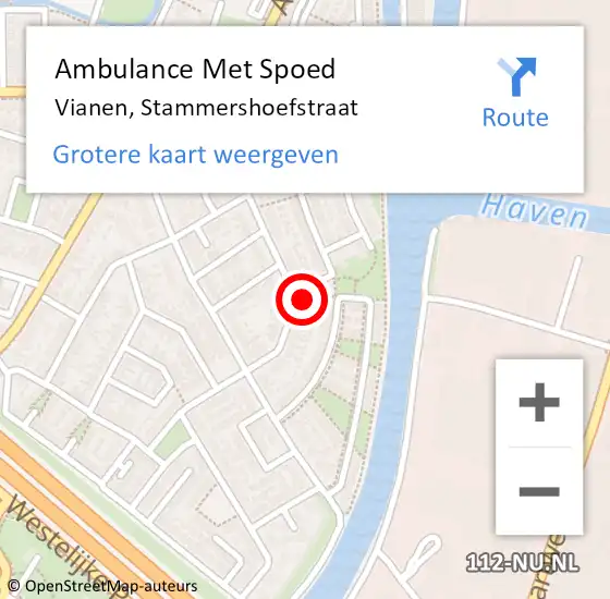 Locatie op kaart van de 112 melding: Ambulance Met Spoed Naar Vianen, Stammershoefstraat op 19 februari 2018 19:31