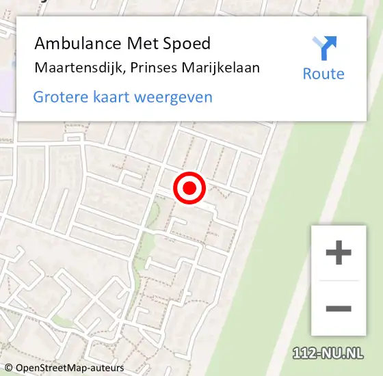 Locatie op kaart van de 112 melding: Ambulance Met Spoed Naar Maartensdijk, Prinses Marijkelaan op 19 februari 2018 19:40