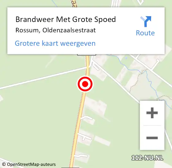 Locatie op kaart van de 112 melding: Brandweer Met Grote Spoed Naar Rossum, Oldenzaalsestraat op 19 februari 2018 19:56