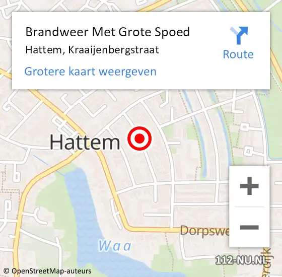 Locatie op kaart van de 112 melding: Brandweer Met Grote Spoed Naar Hattem, Kraaijenbergstraat op 19 februari 2018 20:30