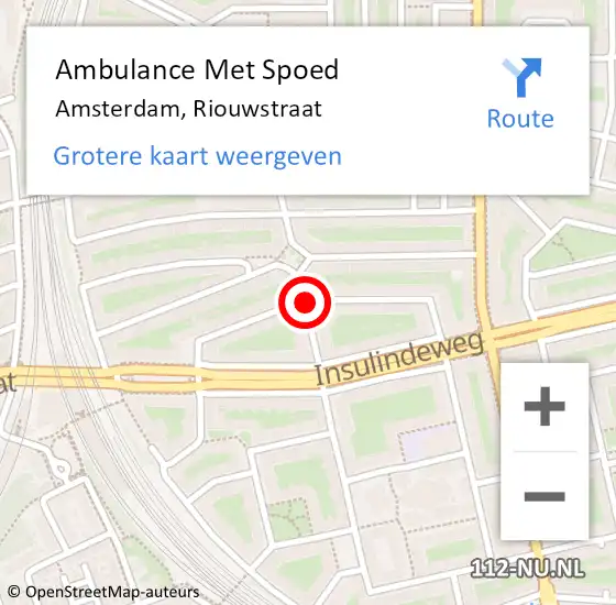 Locatie op kaart van de 112 melding: Ambulance Met Spoed Naar Amsterdam, Riouwstraat op 19 februari 2018 20:38