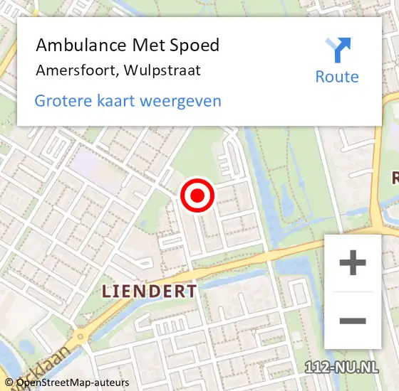 Locatie op kaart van de 112 melding: Ambulance Met Spoed Naar Amersfoort, Wulpstraat op 19 februari 2018 20:43