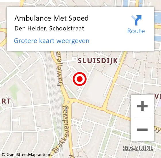 Locatie op kaart van de 112 melding: Ambulance Met Spoed Naar Den Helder, Schoolstraat op 19 februari 2018 20:52