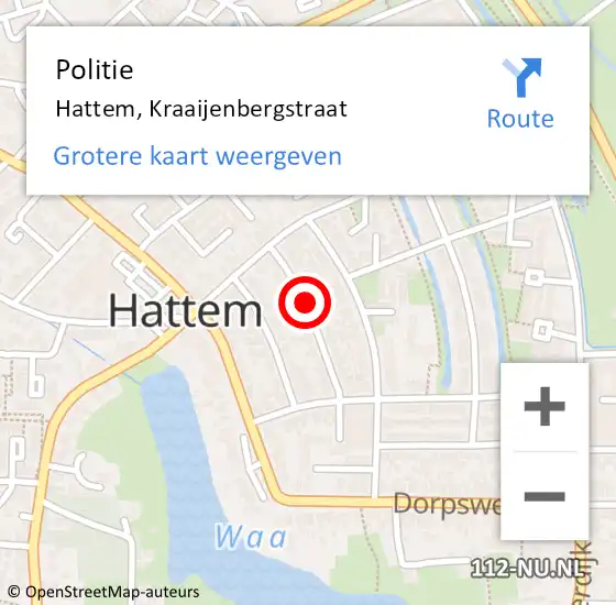 Locatie op kaart van de 112 melding: Politie Hattem, Kraaijenbergstraat op 19 februari 2018 21:06