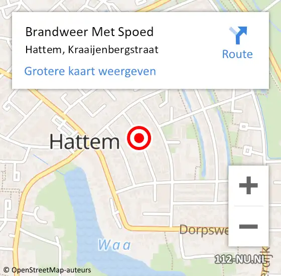 Locatie op kaart van de 112 melding: Brandweer Met Spoed Naar Hattem, Kraaijenbergstraat op 19 februari 2018 21:32