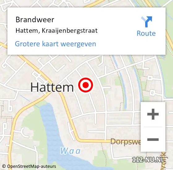 Locatie op kaart van de 112 melding: Brandweer Hattem, Kraaijenbergstraat op 19 februari 2018 21:35
