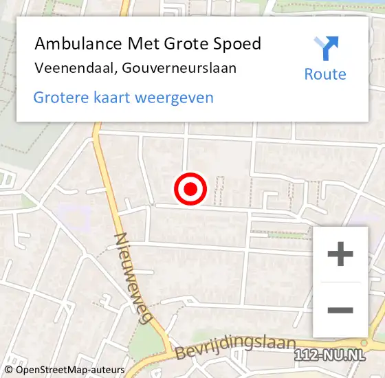 Locatie op kaart van de 112 melding: Ambulance Met Grote Spoed Naar Veenendaal, Gouverneurslaan op 16 februari 2014 20:31